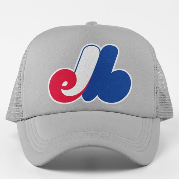 NEW Montreal Expos Foam Trucker Mesh Snapback Hat Away GREY - Picture 1 of 3